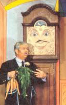 Captain Kangaroo talking with Grandfather Clock.
