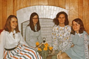 Part of our Bible Study Group. Yes, that's really Mim on the left and me on the right. In the 70s everyone had long hair and weighed less. We wore dresses, too.