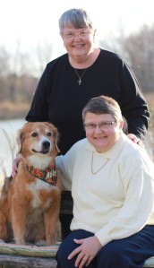 Family portrait in our own little heaven - in front of the pond in our back yard.