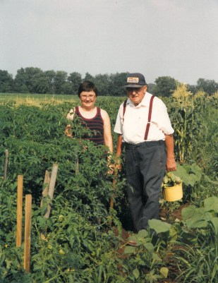 Marian - Dad in Garden - close