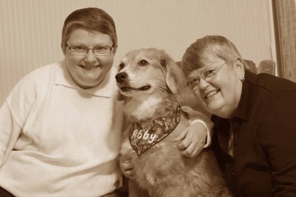 Abbey getting a big double hug