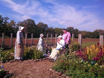 Visiting with the gardeners.