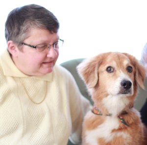 Abbey and me thinking really hard about something