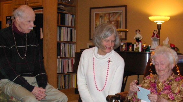 Don and Margaret helping Edith celebrate her 90th birthday in our home in 2011.