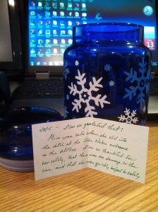 The first entry in my Gratitude Jar