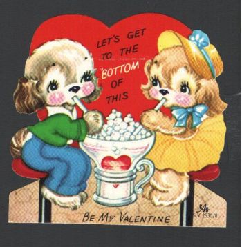 valentine - dogs sipping soda