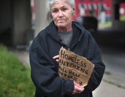 homeless woman