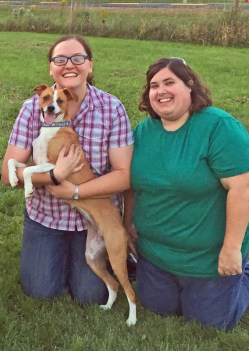 Frannie with her moms Bonnie and Heidi