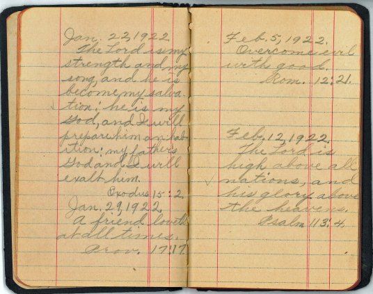 Moms Memorandum Book - Jan 29 1922
